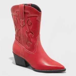 Target Red Western Heeled Boots Daytona 8.5 Block Heel Wild Fable Bootie 8 1/2